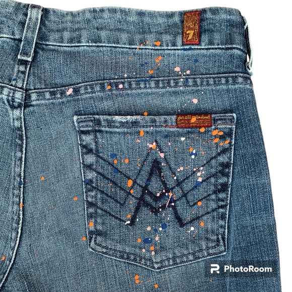 7 For All Mankind, Paint Splatter, Bootcut Jeans, Size 29 - Picture 10 of 12